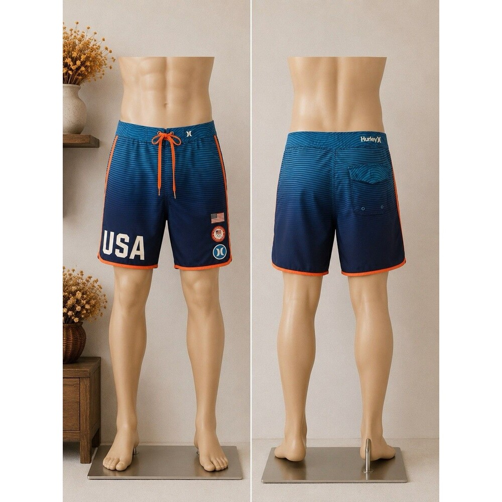 Hurley Phantom USA Olympic Team Mens 34 Hybrid Board Swim Shorts Trunks